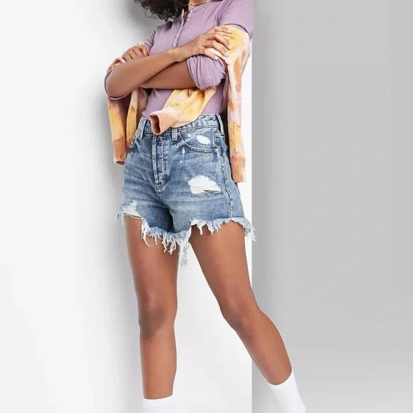 Wild Fable Highest Rise Distressed Denim Shorts - Picture 1 of 4